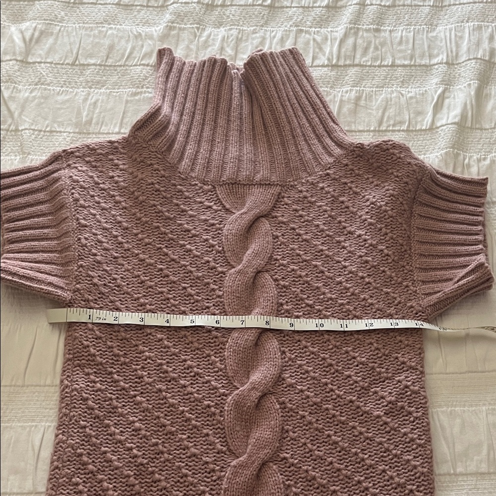 Elegant Mauve Cable Knit Turtleneck Sweater